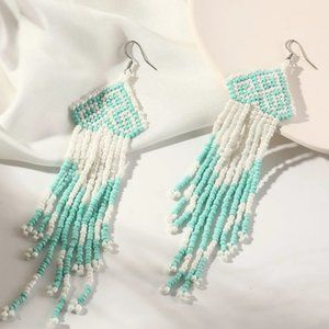 ⭐️❤️❤️ FREE Beaded Flower Tassel Fringe Peasant Hipster Hippie Art Boho Earrings